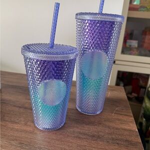 Starbucks Iridescent Purple and Teal Tumblers